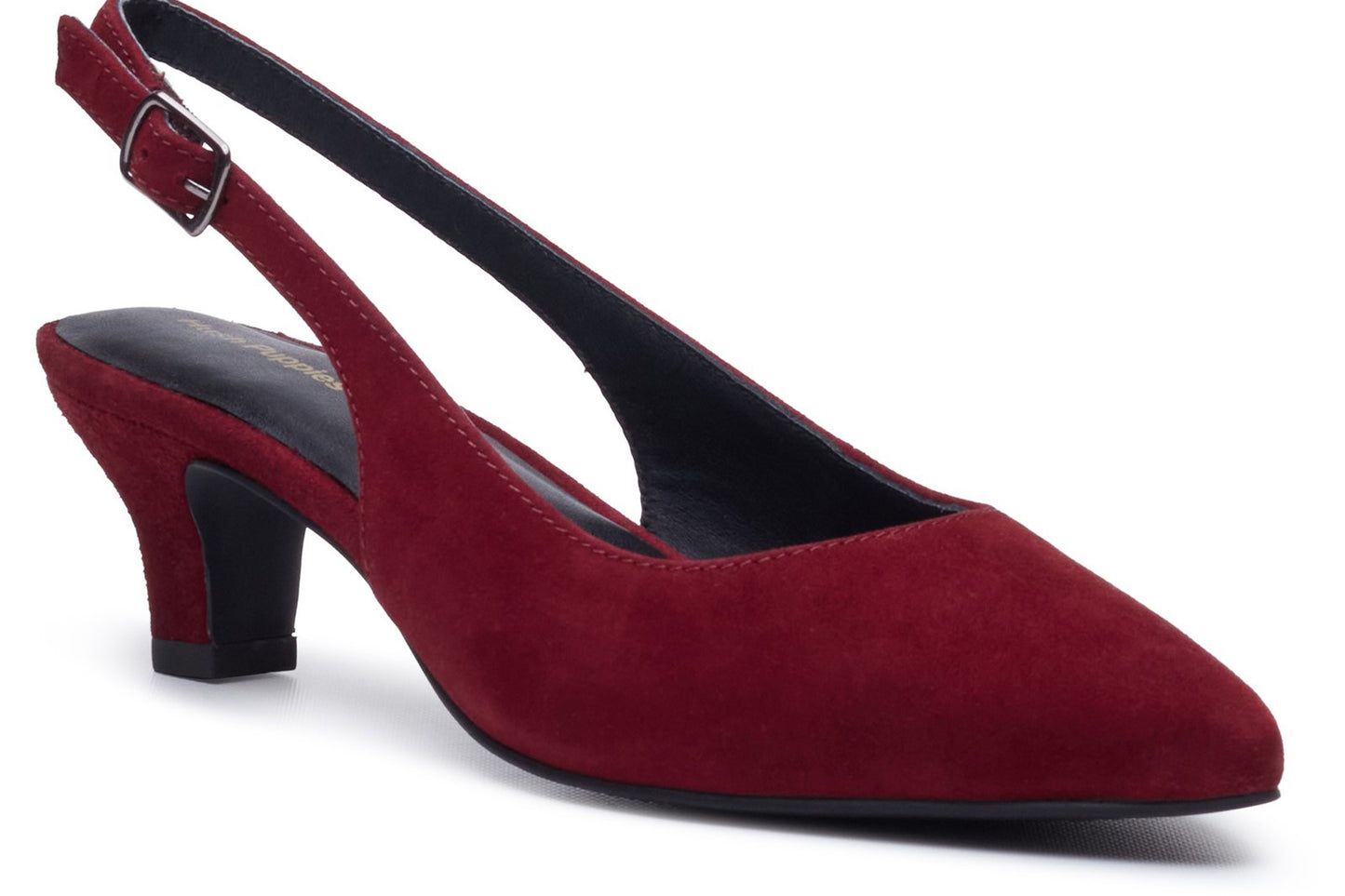 Hush Puppies Nahla Buckle Kitten Heel Bordeaux Womens Shoes