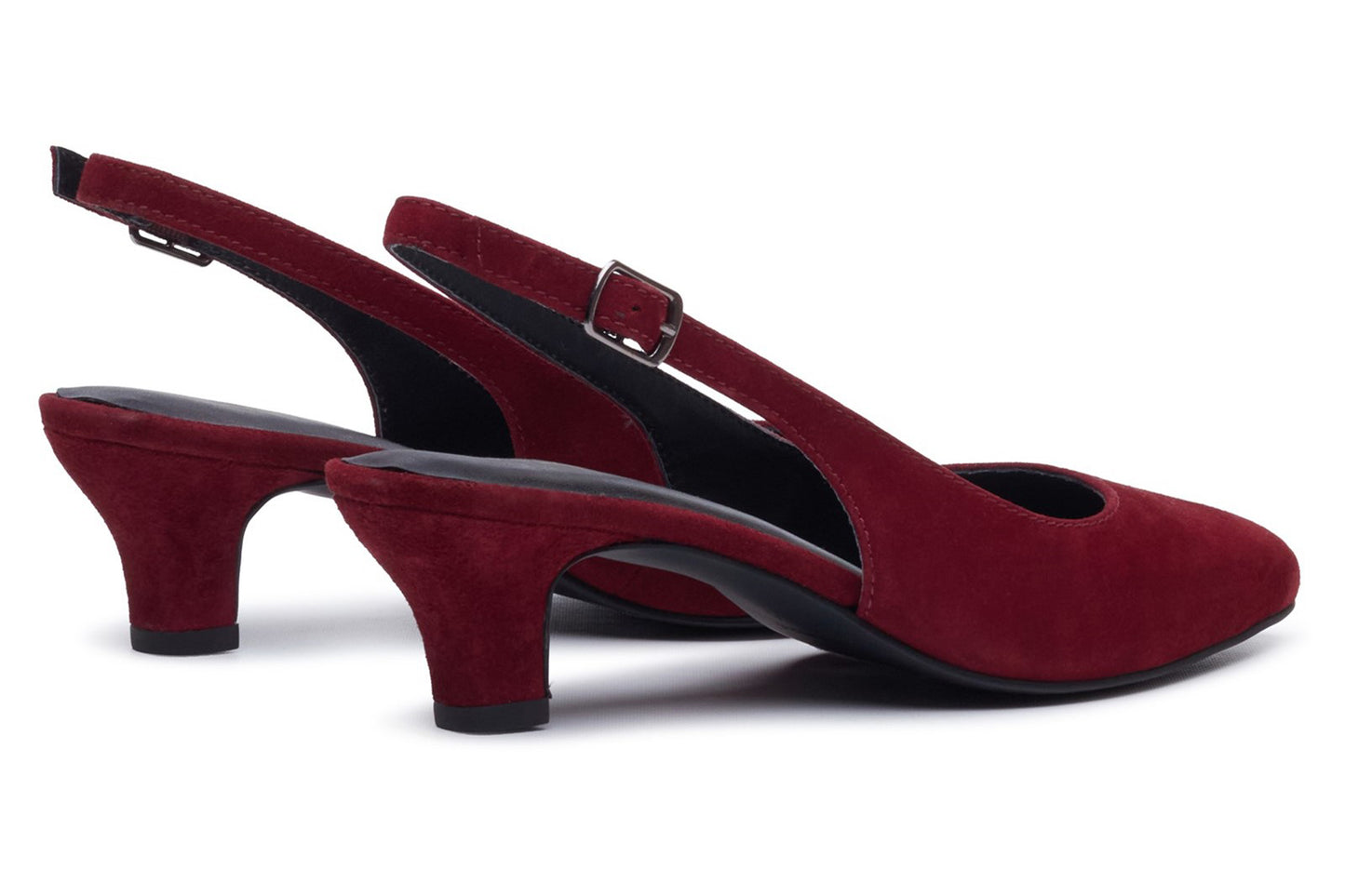 Hush Puppies Nahla Buckle Kitten Heel Bordeaux Womens Shoes
