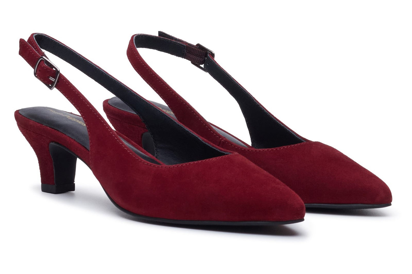 Hush Puppies Nahla Buckle Kitten Heel Bordeaux Womens Shoes
