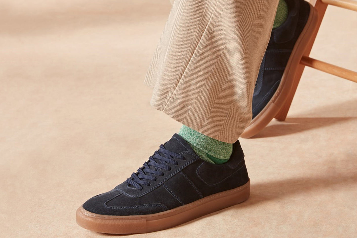 Hush Puppies Riley Navy Suede Mens Trainers