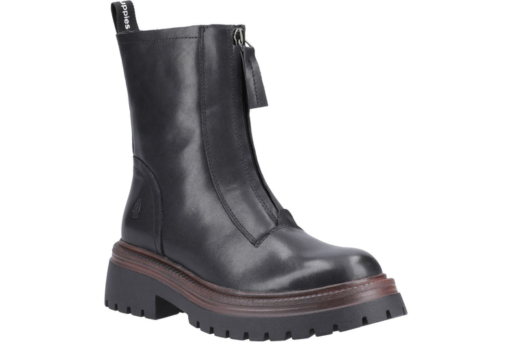 Hush Puppies Roxanna Black Leather Womens Boots