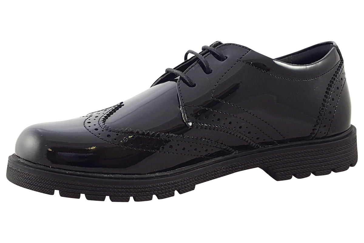 hush puppies sally brogue black patent womens shoes left
