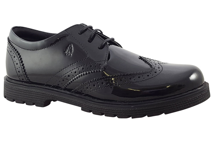 Hush Puppies Sally Brogue Black Patent Girls School Shoes