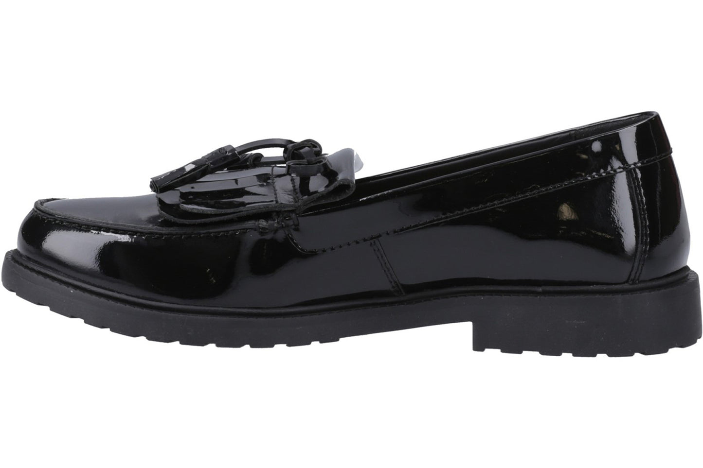 Hush Puppies Verity Kiltie Loafer Black Patent Womens Shoes