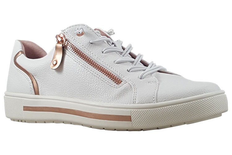 Jana Softline Monica 23660-42 White/Rose Gold Womens Fashion Trainers