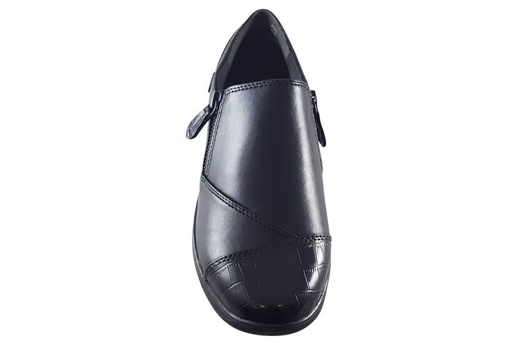 Jana Softline Zelly 3 24660-29 Black Snake Womens Shoes