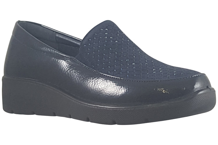 Jo & Joe Josie Navy Crinkle Pat Womens Shoes