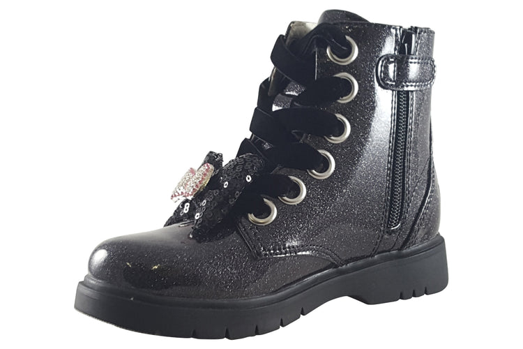 Lelli Kelly Fior Di Fiocco2 LK4331 Black Glitter Girls Boots