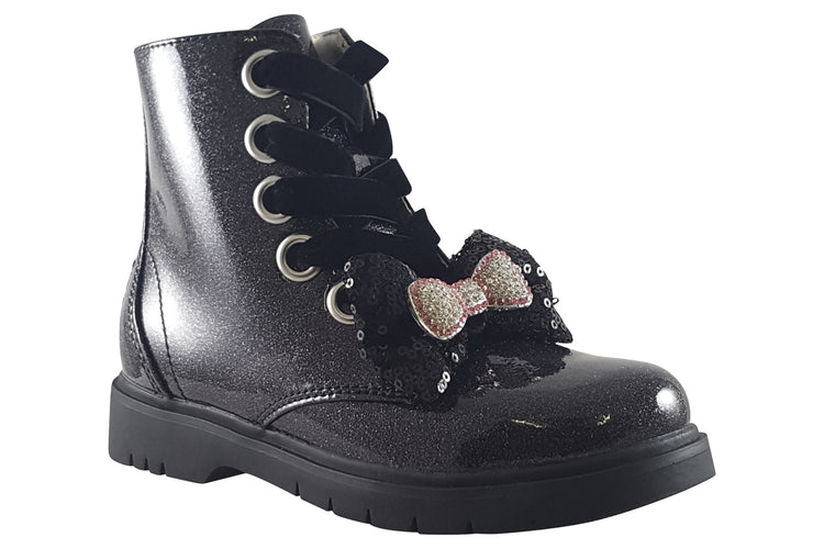 Lelli Kelly Fior Di Fiocco LK3736 Black Glitter Girls Boots