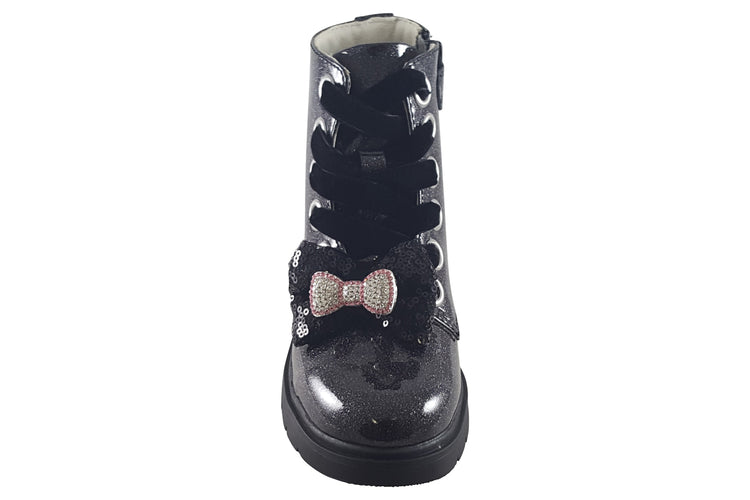 Lelli Kelly Fior Di Fiocco2 LK4331 Black Glitter Girls Boots