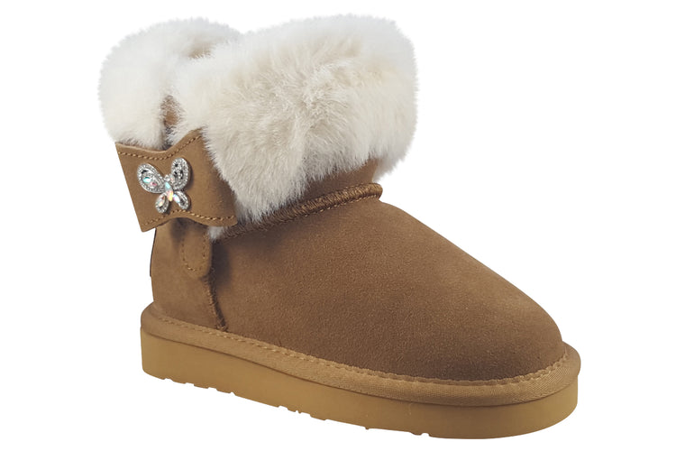 Lelli Kelly Lily 'Fur' LK4356 Tan Suede Girls Boots