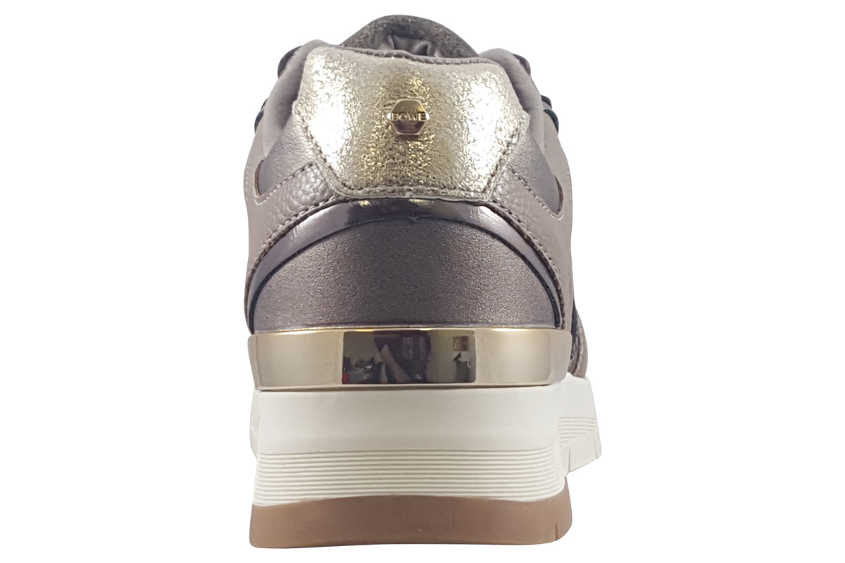 lloydandpryce waldron antique gold womens fashion trainers back