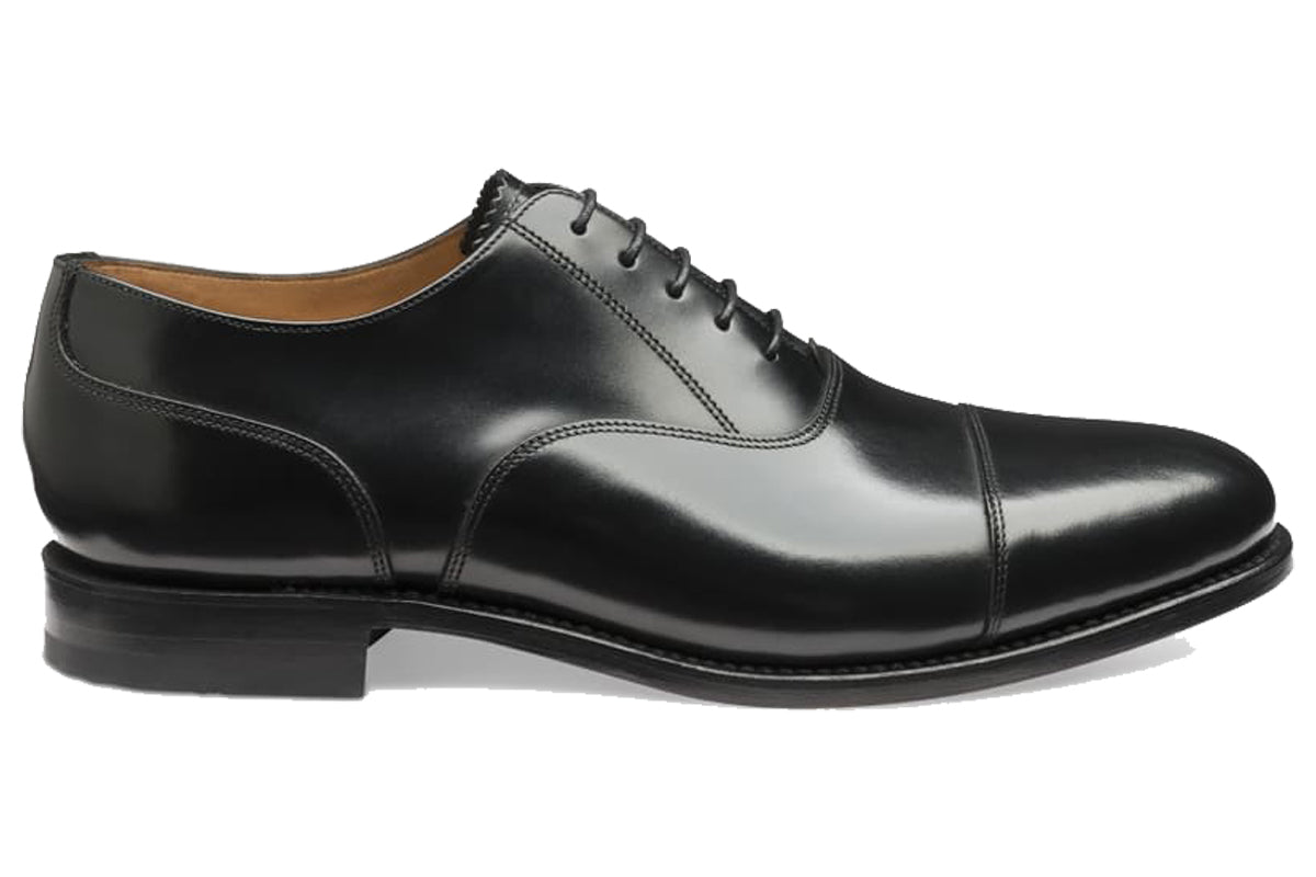 loake 200b oxford cap black leather mens shoes right 90