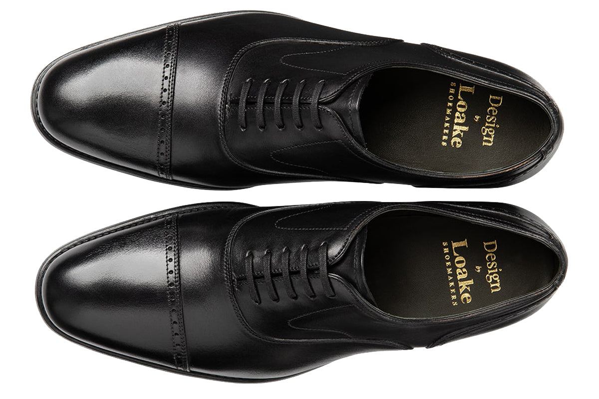 loake hughes black mens shoes top