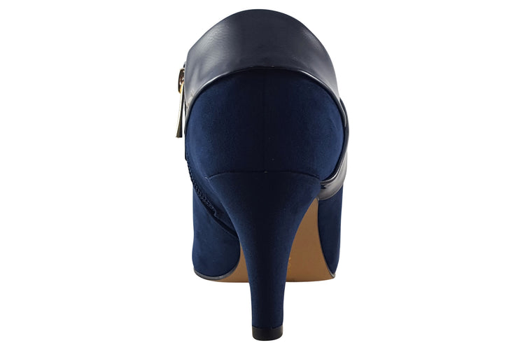 Lotus Maya ULS287 Microfibre Navy Patent Womens Shoes