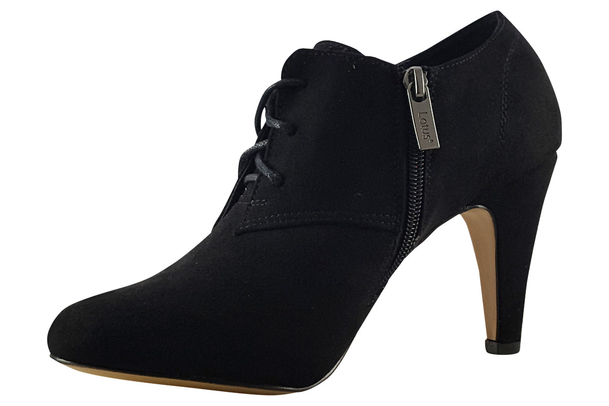 lotus sonia black microfibre womens shoes left