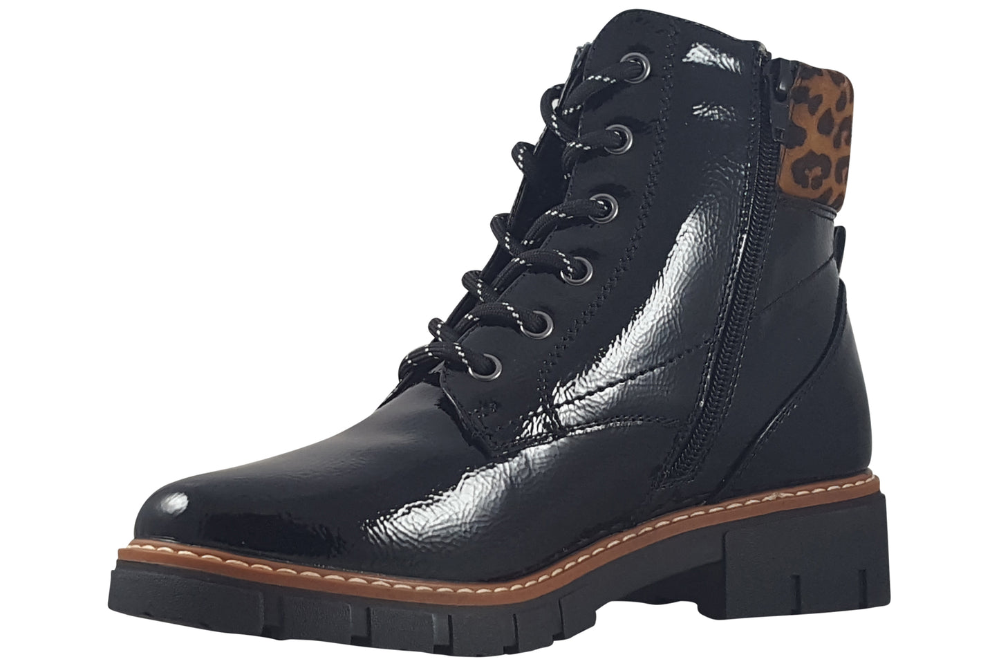 lunar bowen glb209 black patent womens boots left