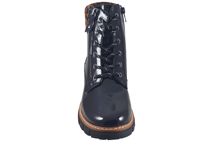 Lunar Bowen GLB209 Black Patent Womens Boots