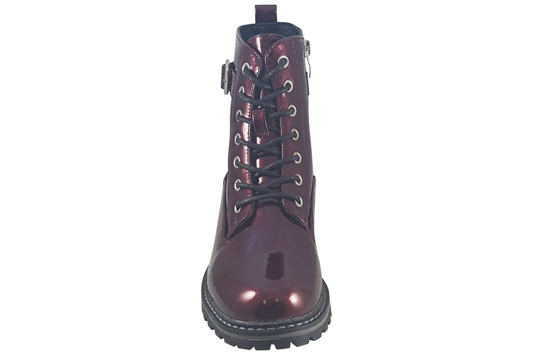Lunar Parlour GLW030 Burgundy Pat Womens Boots