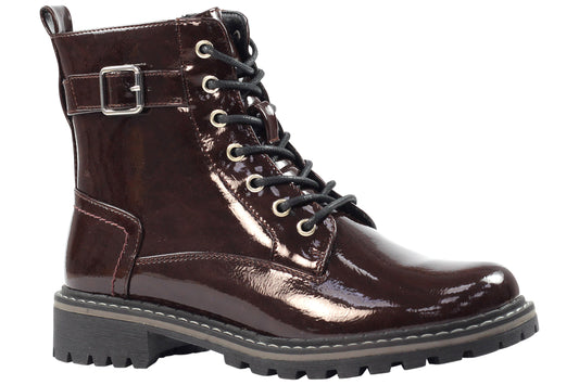 Lunar Parlour GLW030 Womens Boots Burgundy Pat