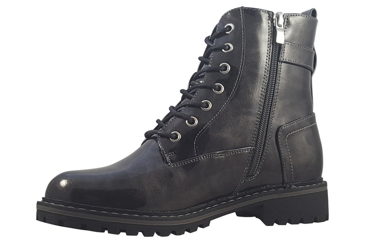 Lunar Parlour GLW030 Womens Boots Grey Pat