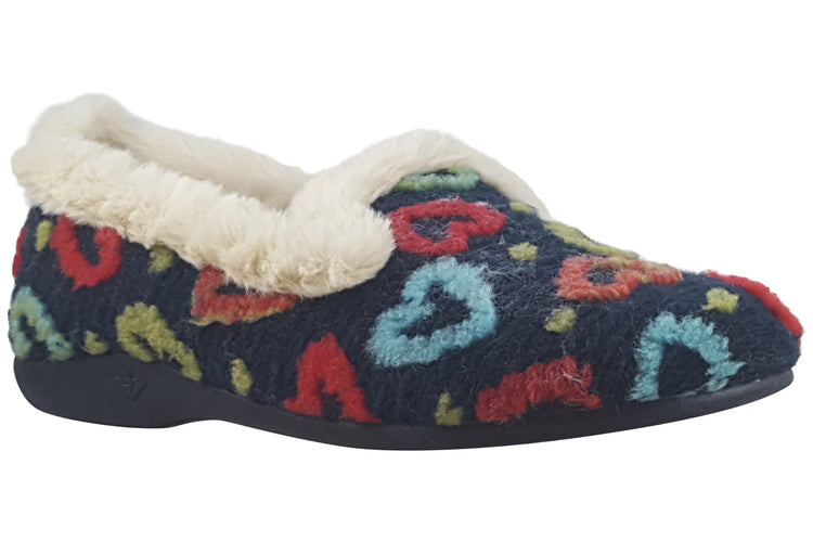 Lunar Truffle KL230 Navy Womens Slippers