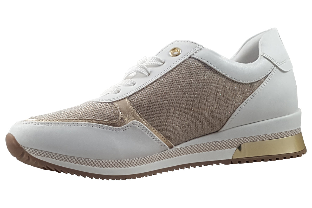 marco tozzi florence white gold womens fashion trainers left