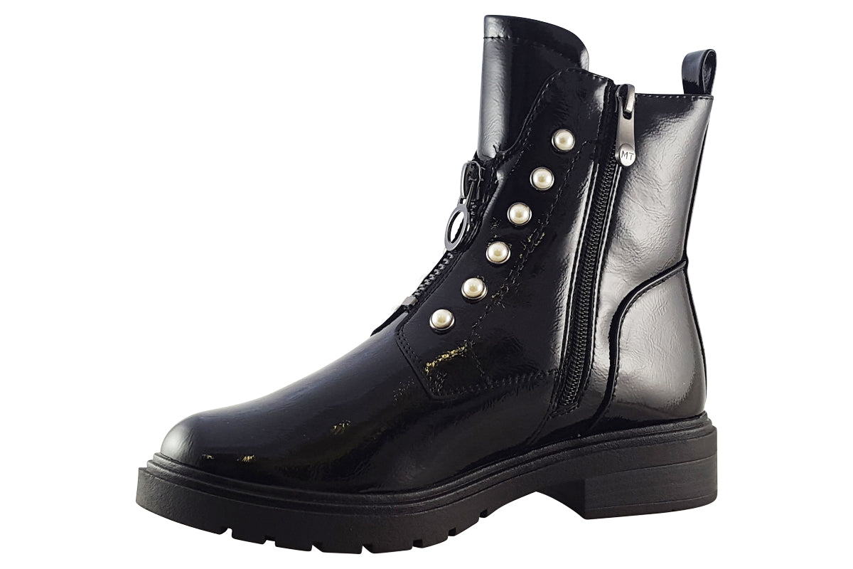 marco tozzi flyer 25332 29 black patent womens boots left