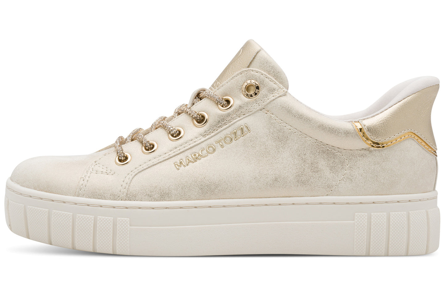 Marco Tozzi Glitz Step In 23741-46 447 Dune Met Womens Fashion Trainers