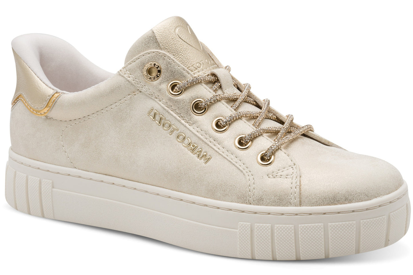 Marco Tozzi Glitz Step In 23741-46 447 Dune Met Womens Fashion Trainers