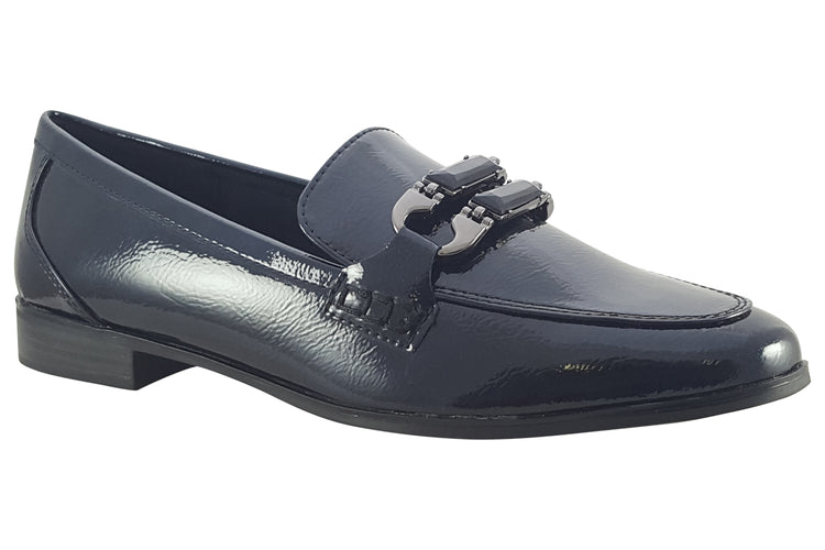 Marco Tozzi Levi 24237-43 Navy Metallic Patent Womens Shoes