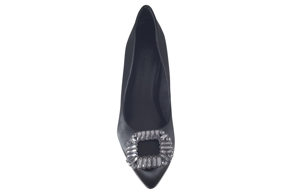 marco tozzi lowe black satin womens shoes top