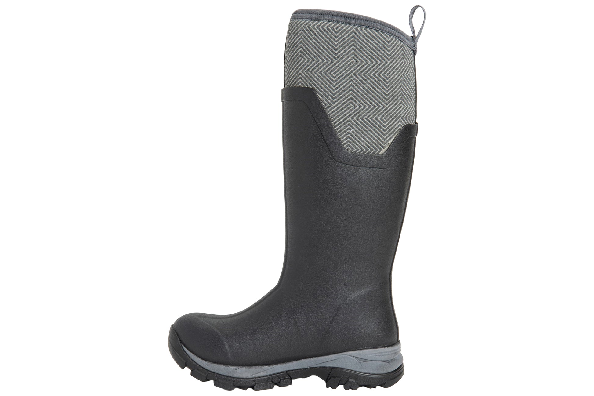 muckboots-arctic-ice-tall-agat-black-grey-geometric-textile-weather-wellingtons-left