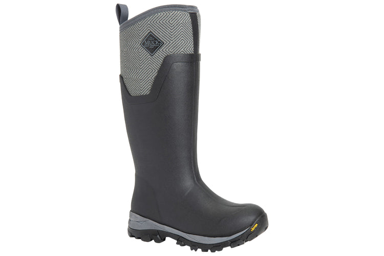 Muck Boots Arctic Ice Tall AGAT Black/Grey Geometric Womens Wellingtons