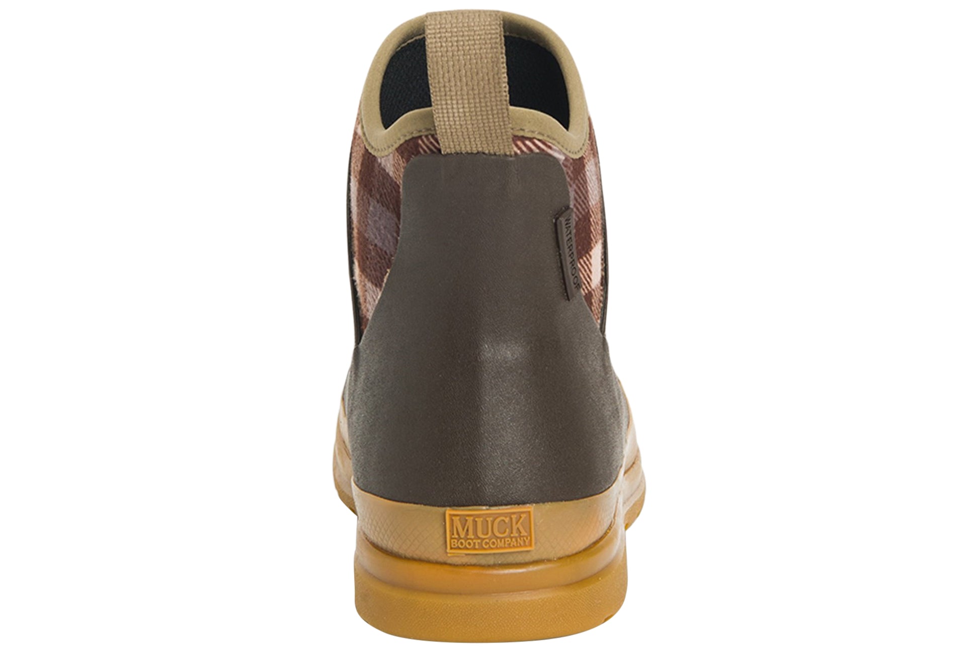 muckboots-originals-ankle-brown-plaid-gum-textile-weather-wellingtons-back