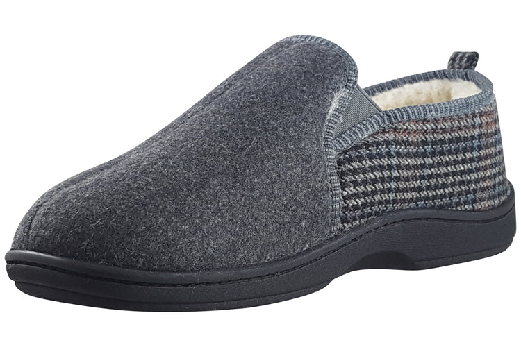 Padders Basil Mens Slippers Blue Hounds Tooth
