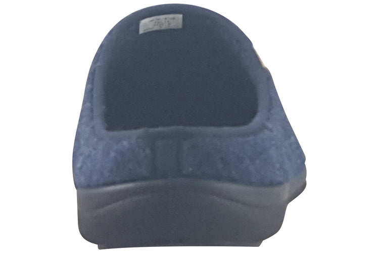 Padders Felix Blue Felt Mens Slippers
