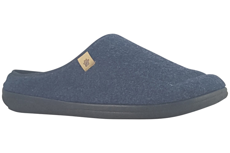 Padders Felix Blue Felt Mens Slippers