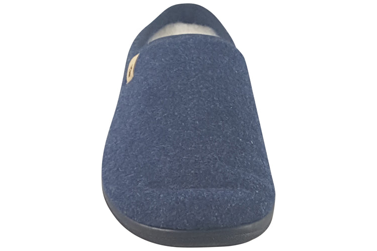Padders Felix Blue Felt Mens Slippers