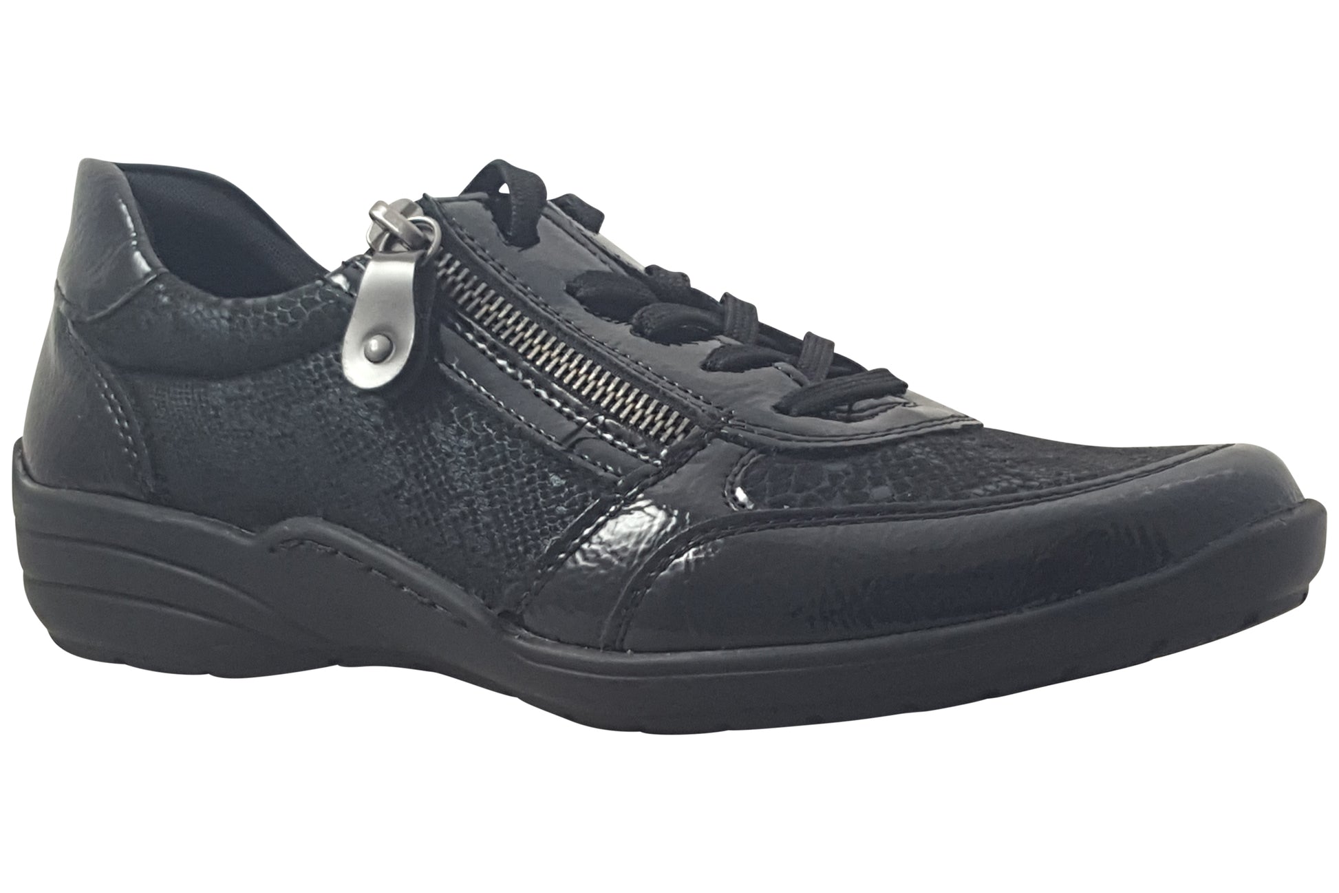 remonte-bowie-2-womens-trainers-black-snake-right