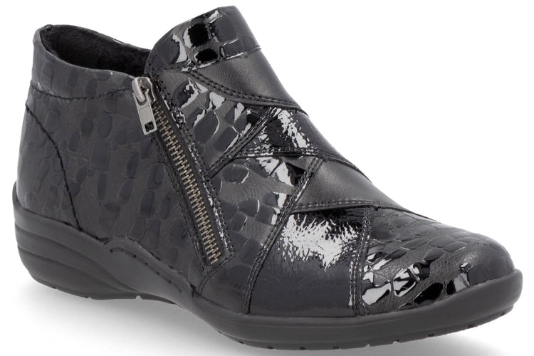 Remonte May R7674-04 Black Patent Womens Boots