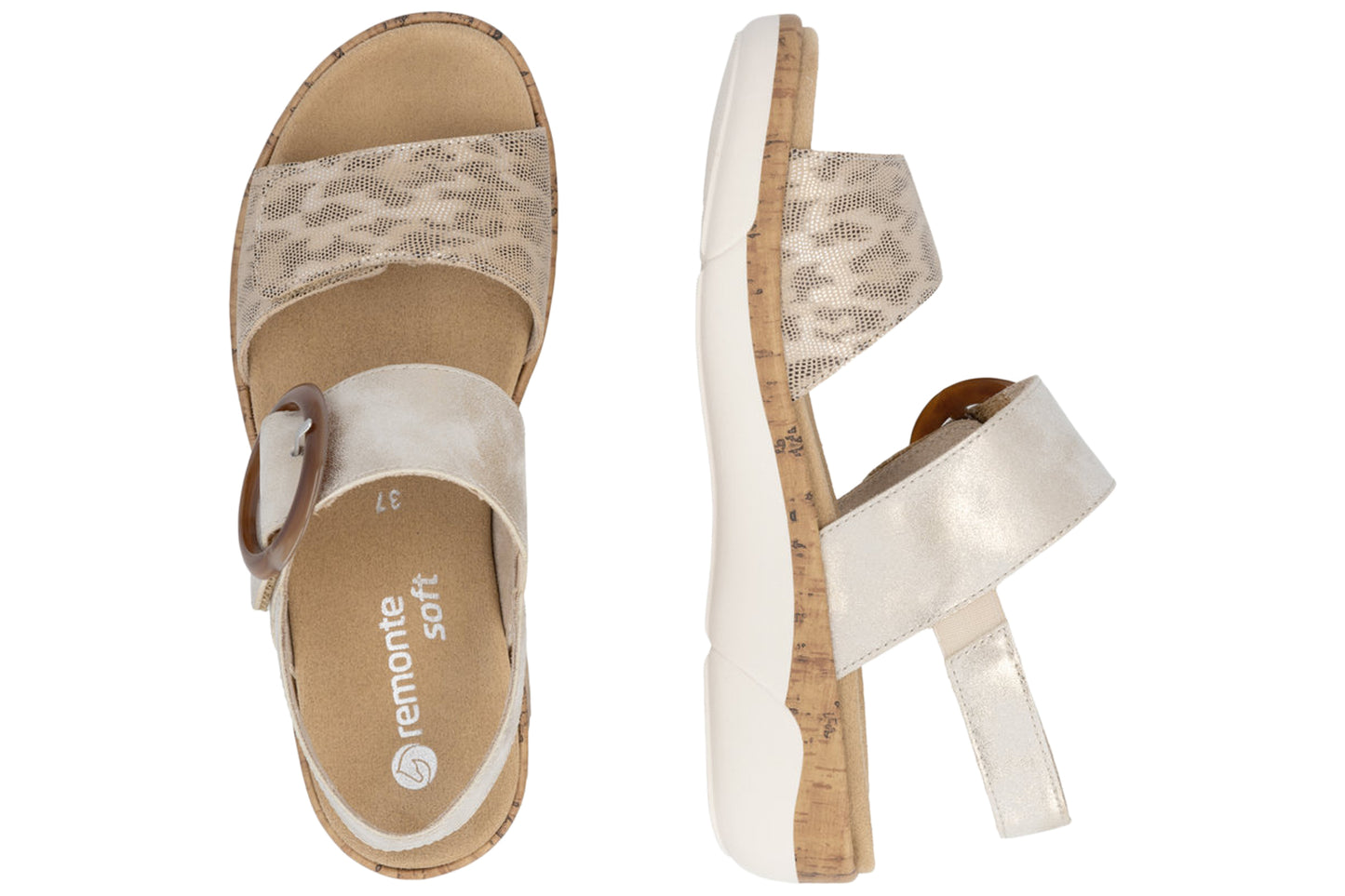 Remonte Scott R6853-94 Beige/Metallic Womens Sandals