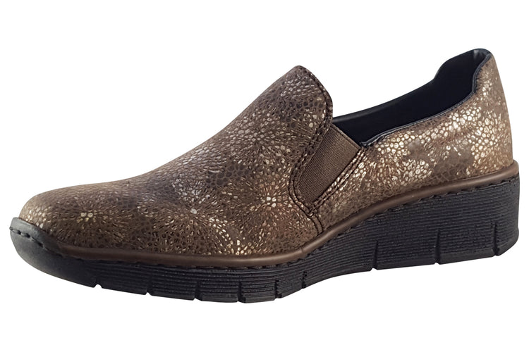 Rieker Amethyst 53766 Bronze Met Womens Shoes