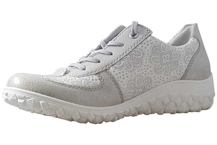 Rieker Annie-May 59501-90 Silver/White Womens Fashion Trainers