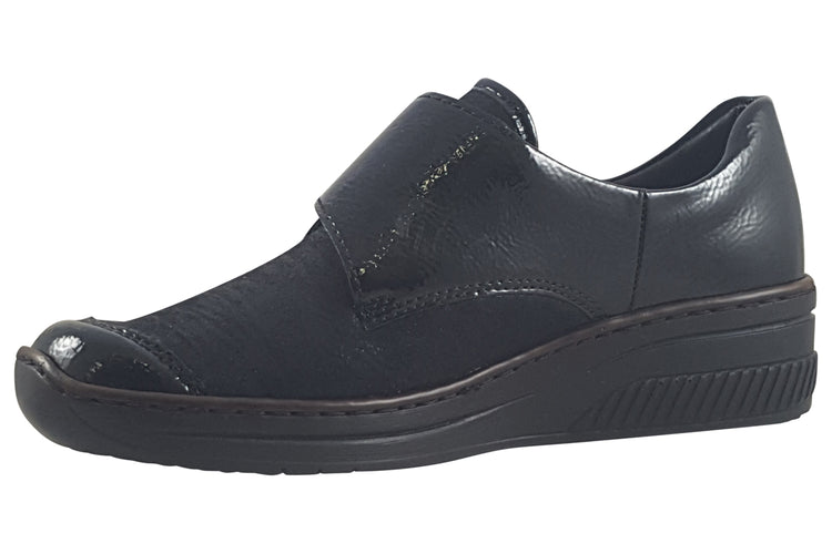 Rieker Ariel-2 487C0-00 Black Pat Womens Shoes