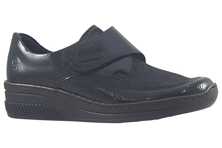 Rieker Ariel-2 487C0-00 Black Pat Womens Shoes