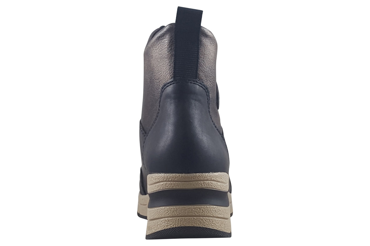 rieker caldwell black bronze womens boots back