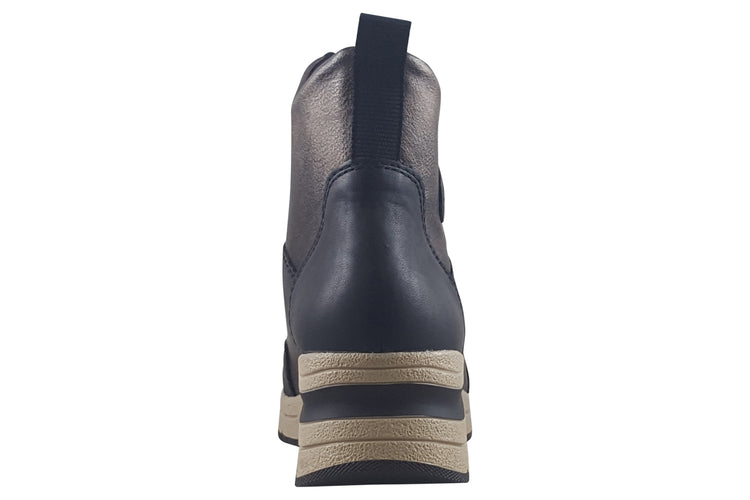 Rieker Caldwell N9381-60 Black/Bronze Womens Boots
