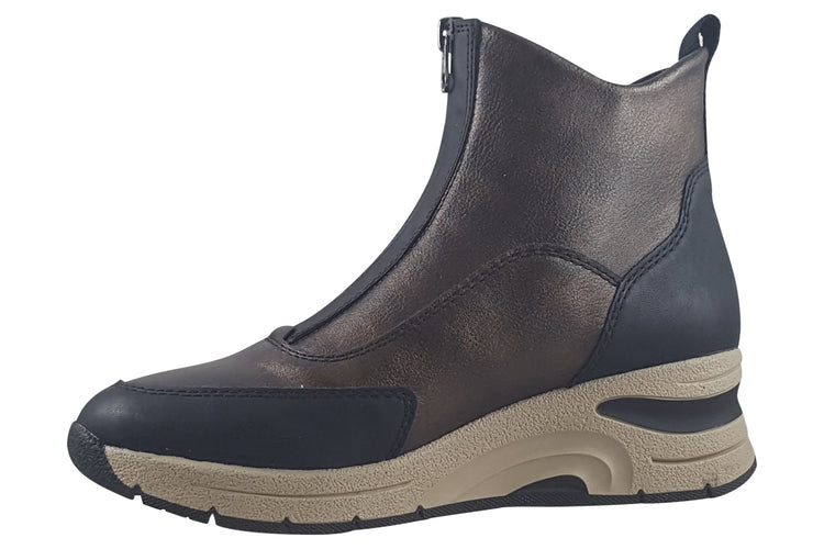 Rieker Caldwell N9381-60 Black/Bronze Womens Boots