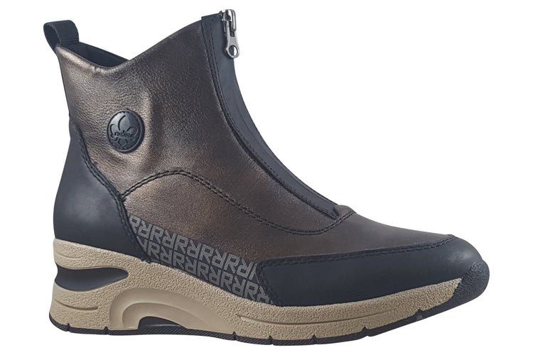 Rieker Caldwell N9381-60 Black/Bronze Womens Boots